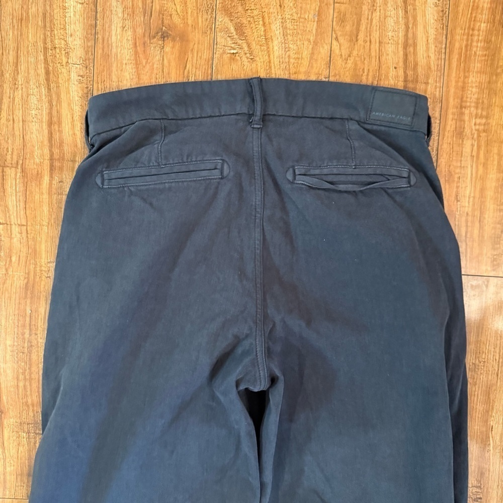 American Eagle Women’s Black Dark Gray Wide Leg High Waist Chinos Slacks Size 8 - Picture 8 of 11